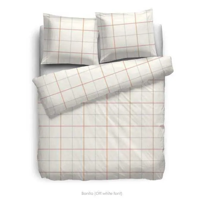 HnL Flanell Bettwäsche Kariert Beige Bonita 135x200 cm + 80x80 cm