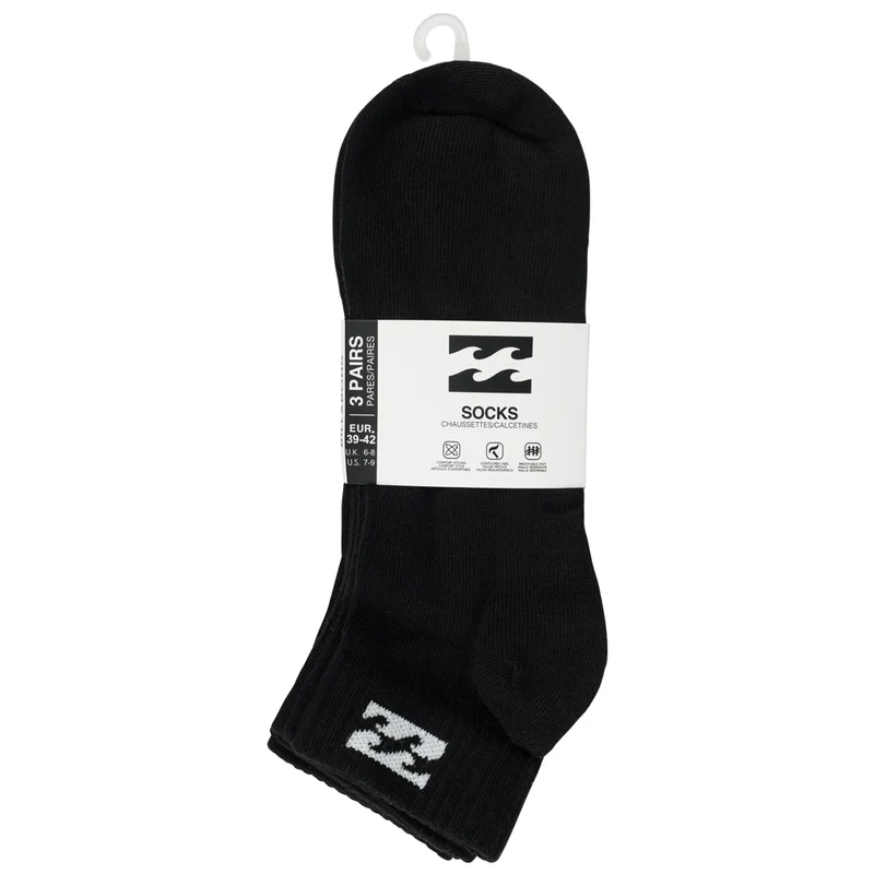 Billabong Unisex Quarter Socken 3 Paar schwarz BG-20 QUARTER