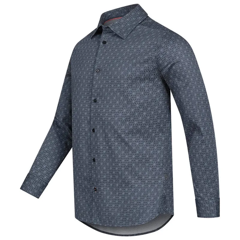 TED BAKER Pavia Star Geo Print Herren Langarm Hemd 272176-NAVY