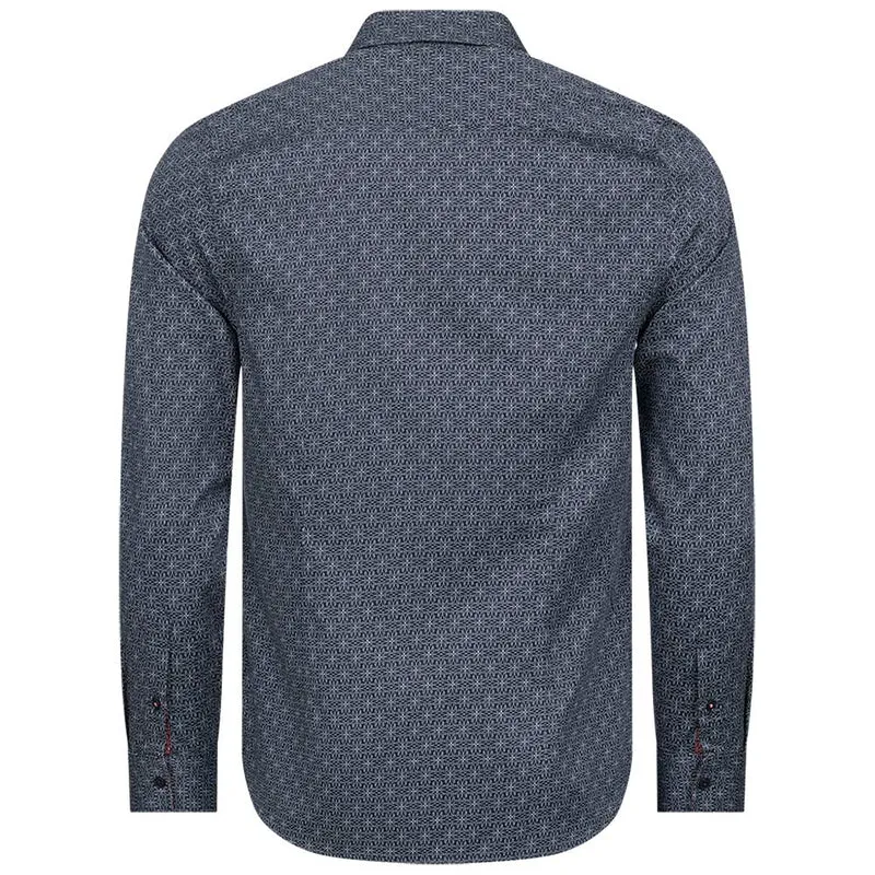 TED BAKER Pavia Star Geo Print Herren Langarm Hemd 272176-NAVY