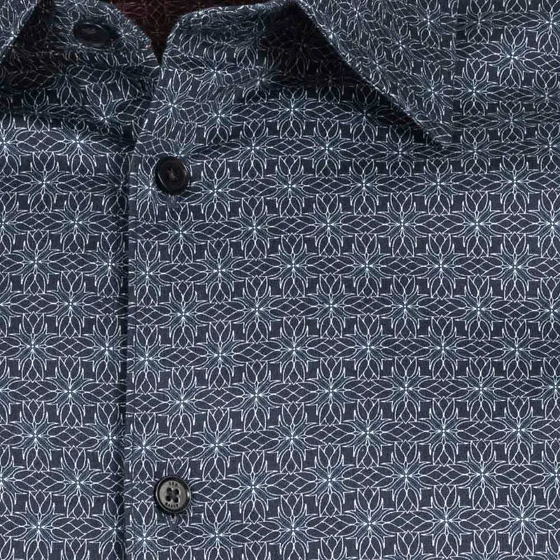 TED BAKER Pavia Star Geo Print Herren Langarm Hemd 272176-NAVY