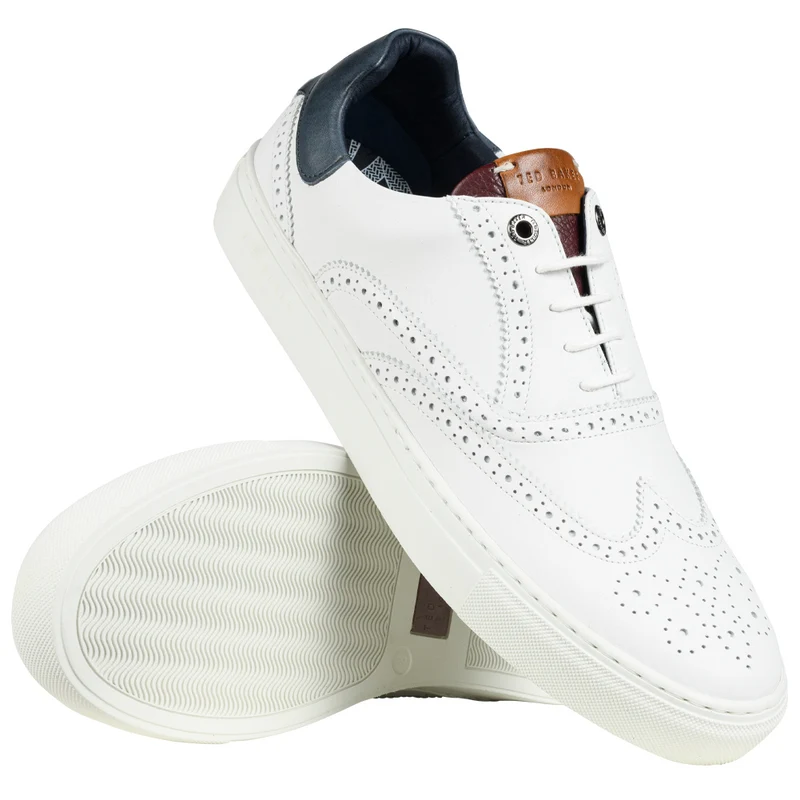 TED BAKER Dennton Cupsole Herren Leder Schuhe 243218-WHITE