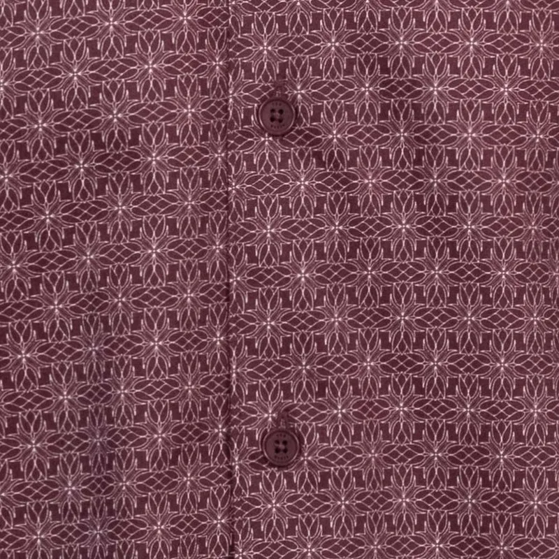 TED BAKER Pavia Star Geo Print Herren Langarm Hemd 272176-MAROON