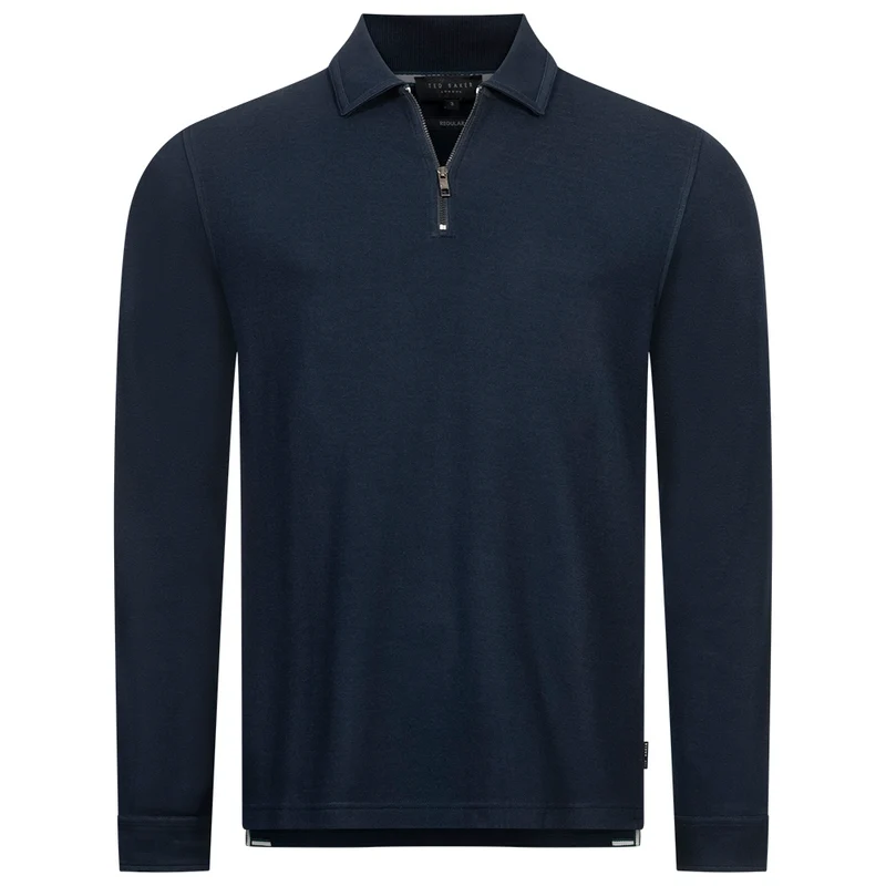 TED BAKER Karpol Soft Touch Herren Sweatshirt mit Kragen 269623-NAVY-BLUE