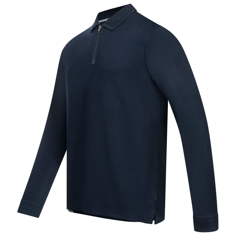 TED BAKER Karpol Soft Touch Herren Sweatshirt mit Kragen 269623-NAVY-BLUE