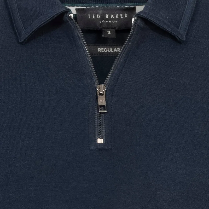TED BAKER Karpol Soft Touch Herren Sweatshirt mit Kragen 269623-NAVY-BLUE