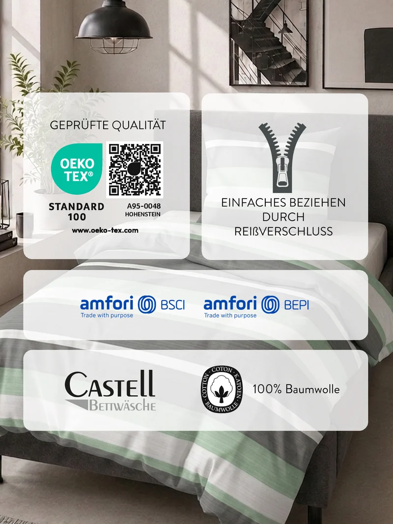 Castell Baumwoll Edelflanell Bettwäsche – Fichte (0080752)