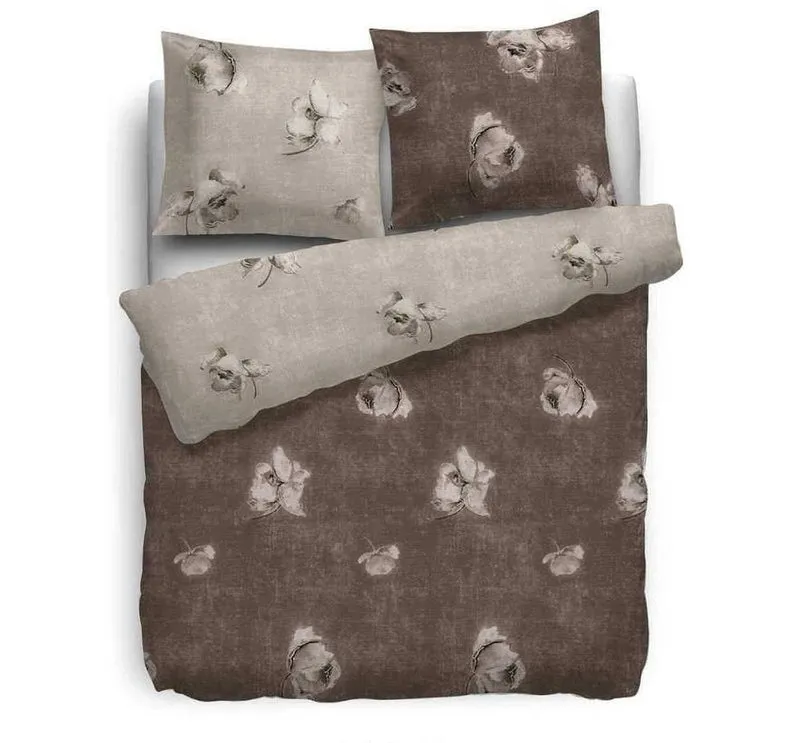 HnL Velvet Touch Baumwolle Bettwäsche Blüten Braun Beige Arvika