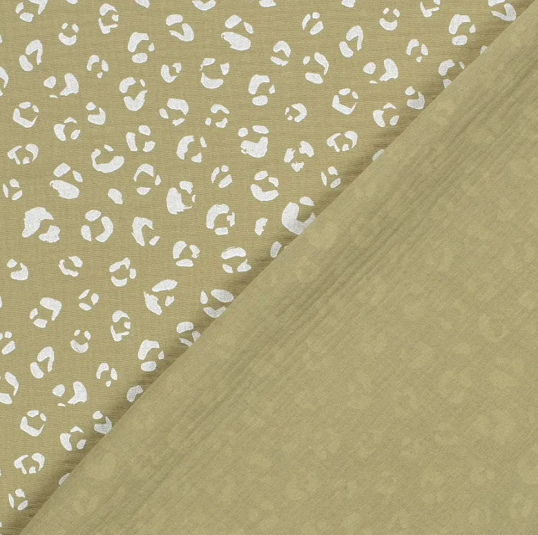 Musselin bedruckt Leo khaki *Ab 50 cm