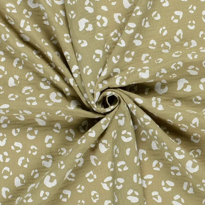 Musselin bedruckt Leo khaki *Ab 50 cm