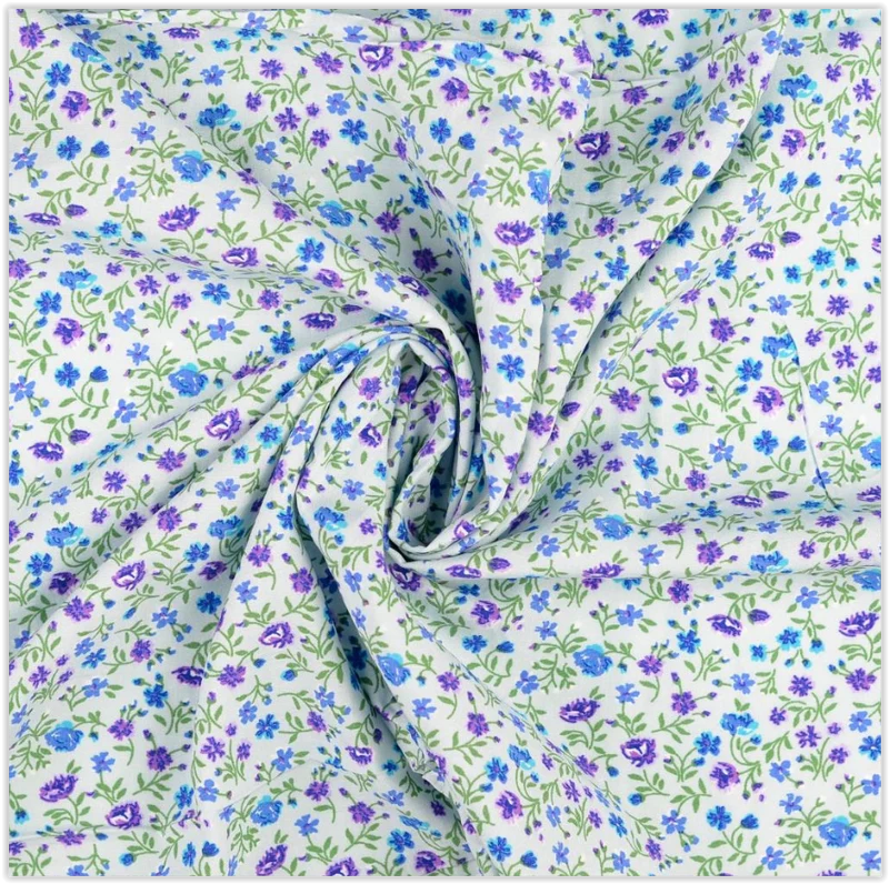 Viskose Blumen blau-lila *Ab 50 cm