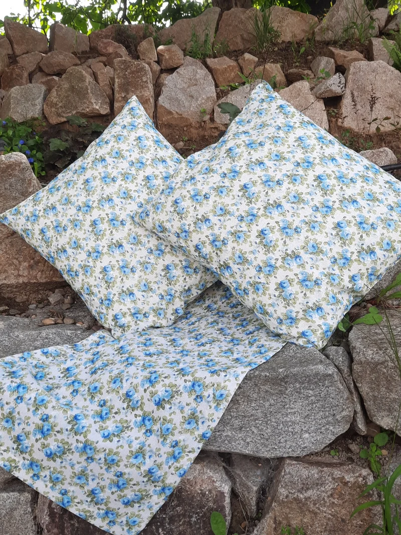 Dekostoff Rosen blau *Ab 50cm