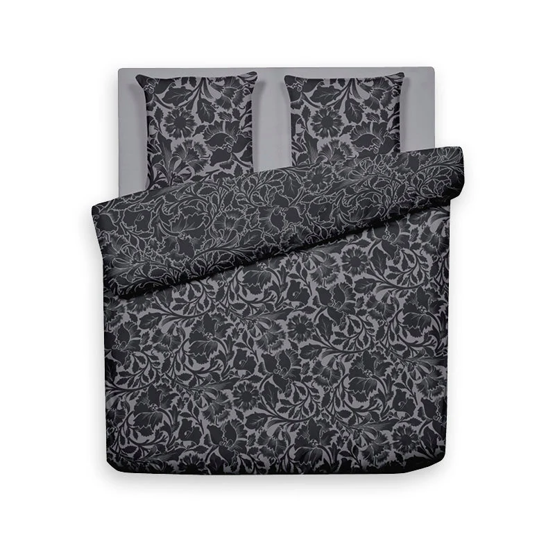 Housse de couette + taie(s) d'oreiller satin de coton - Anthracite