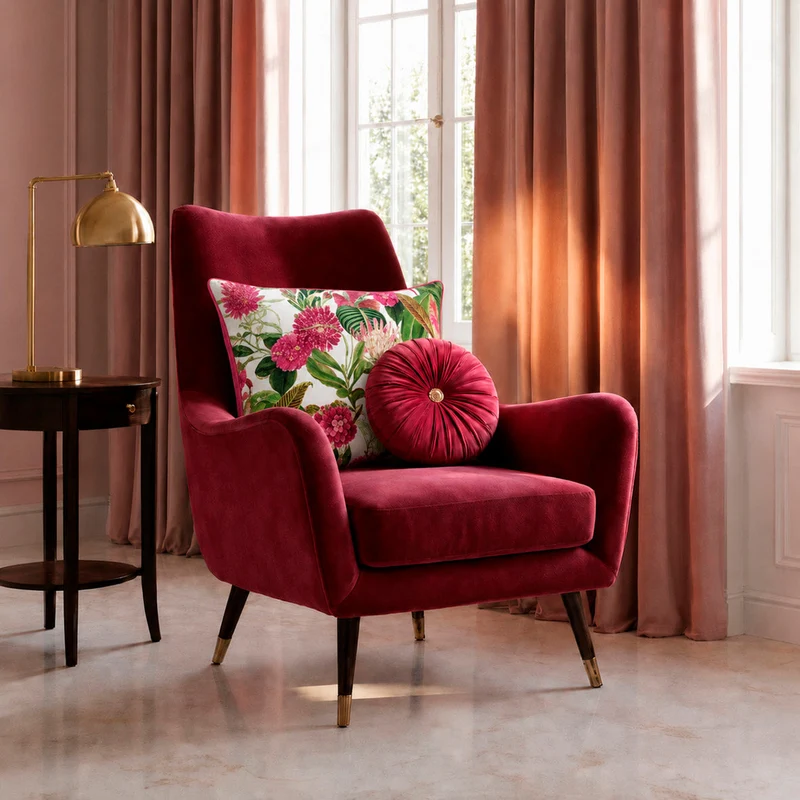 Housse de couette + taie(s) d'oreiller satin de coton - Garden fuchsia