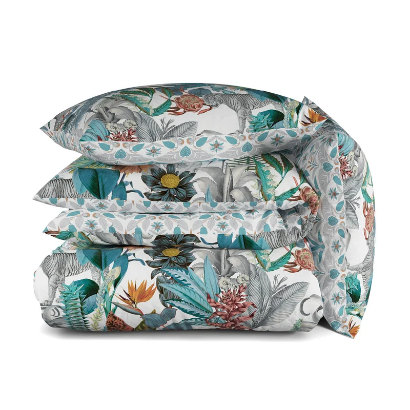 Housse de couette + taie(s) d'oreiller satin de coton -Zanzibar blanc