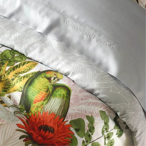 Taie(s) d'oreiller satin de coton - Jardin d'hiver gris perle