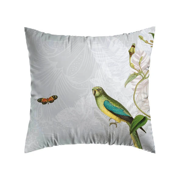 Taie(s) d'oreiller satin de coton - Jardin d'hiver gris perle