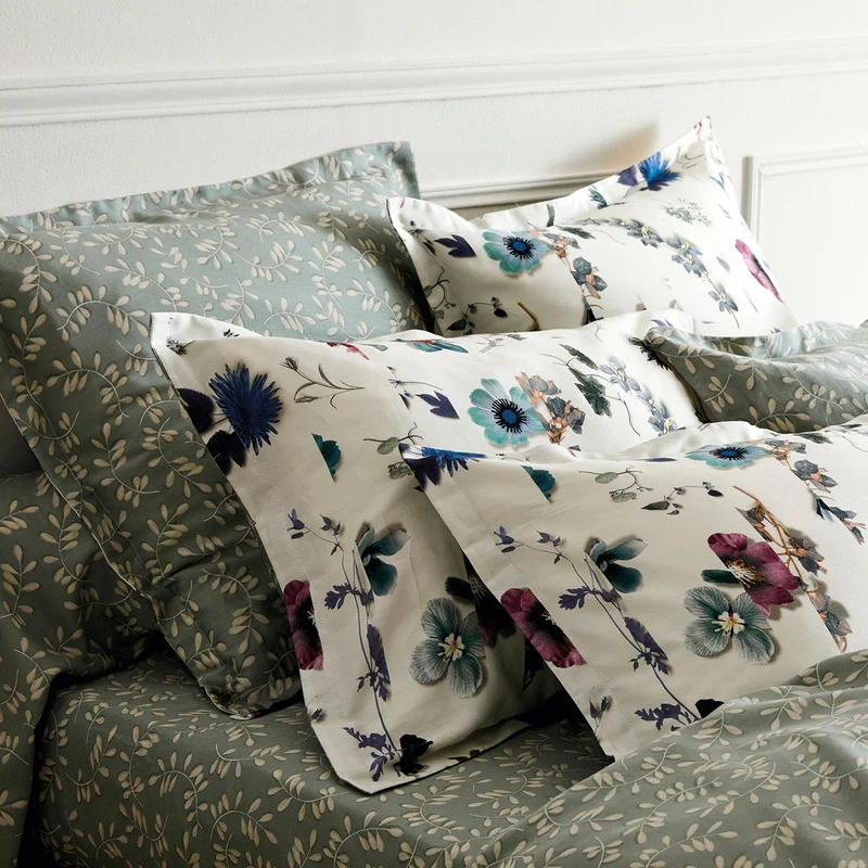 Drap-housse satin de coton - Botanique Vert