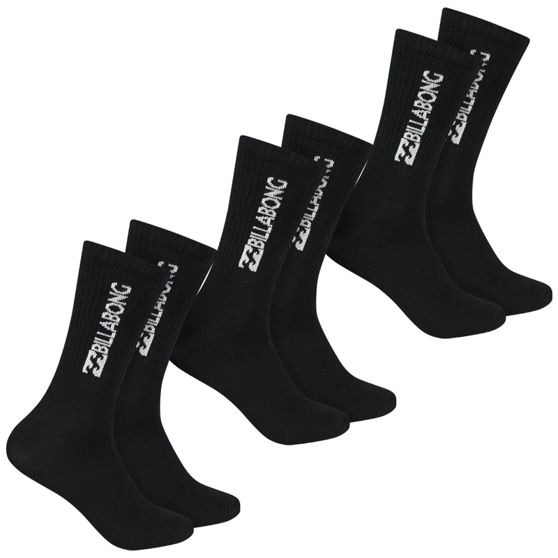 Billabong Unisex Crew Tennis Socken 3 Paar schwarz BG-02 CREW