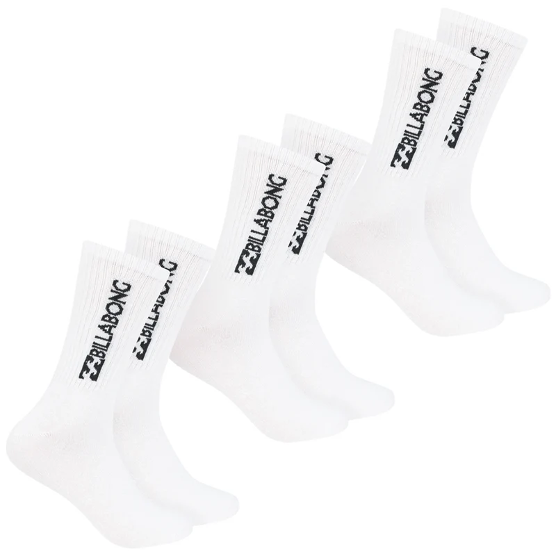 Billabong Unisex Crew Tennis Socken 3 Paar weiß BG-01 CREW