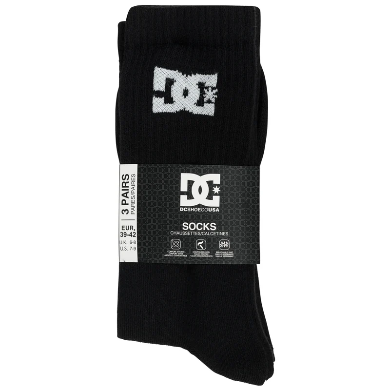 DC Shoes Sport Crew Unisex Socken 3 Paar schwarz DC-02 CREW