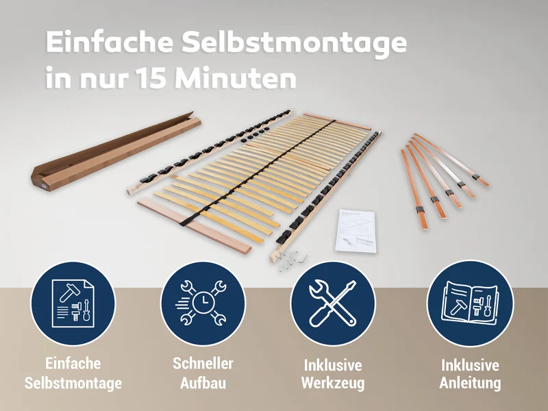 Betten-ABC Max1 NV Lattenrost-Set Selbstmontage 180x200 cm