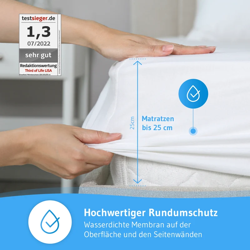 LISA Matratzenschoner mit Seitenwänden, 100% wasserdicht, für Allergiker
