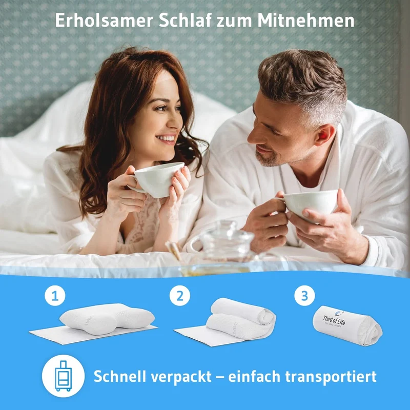 GIANFAR Nackenstützkissen mit Nackenbogen aus Visco Schaum mit Klimabezug