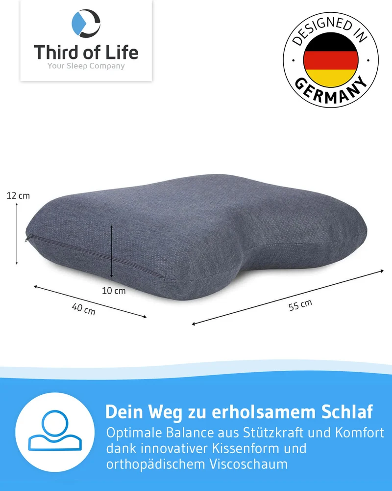 GIANFAR Nackenstützkissen mit Nackenbogen aus Visco Schaum mit Klimabezug