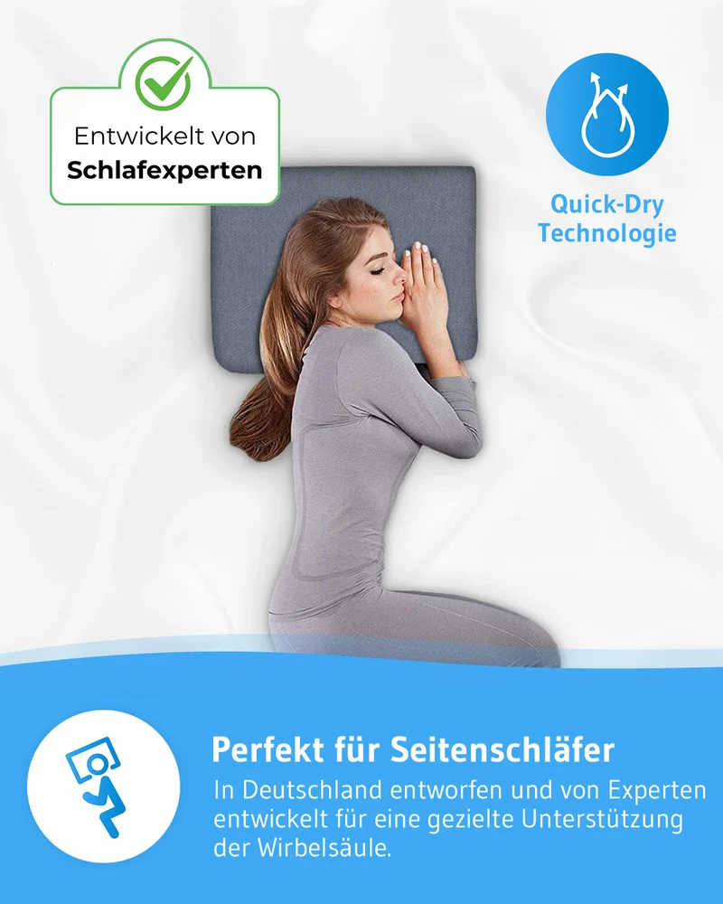 GIANFAR Nackenstützkissen mit Nackenbogen aus Visco Schaum mit Klimabezug