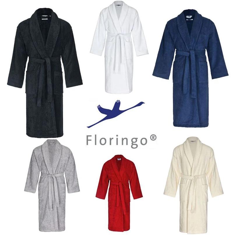 Floringo Premium Bademantel Schalkragen Frottee Serie 201 100% Baumwolle