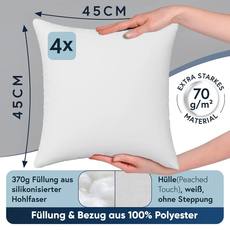 Füllkissen Classic peached touch versch. Größen Polyester Moon 4er Pack