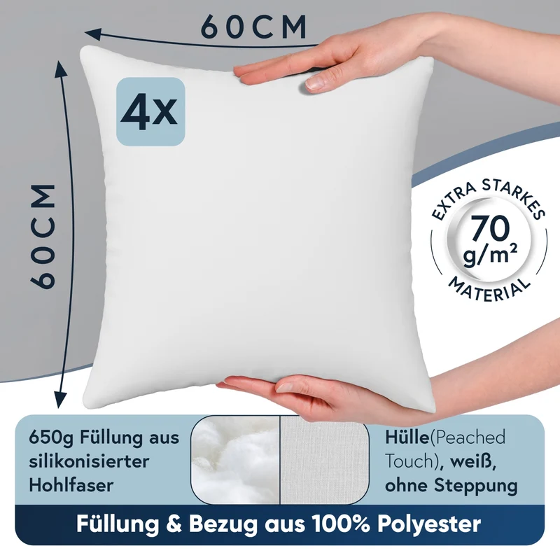 Füllkissen Classic peached touch versch. Größen Polyester Moon 4er Pack
