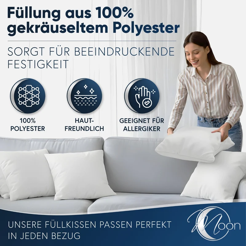 Füllkissen Classic peached touch versch. Größen Polyester Moon 4er Pack