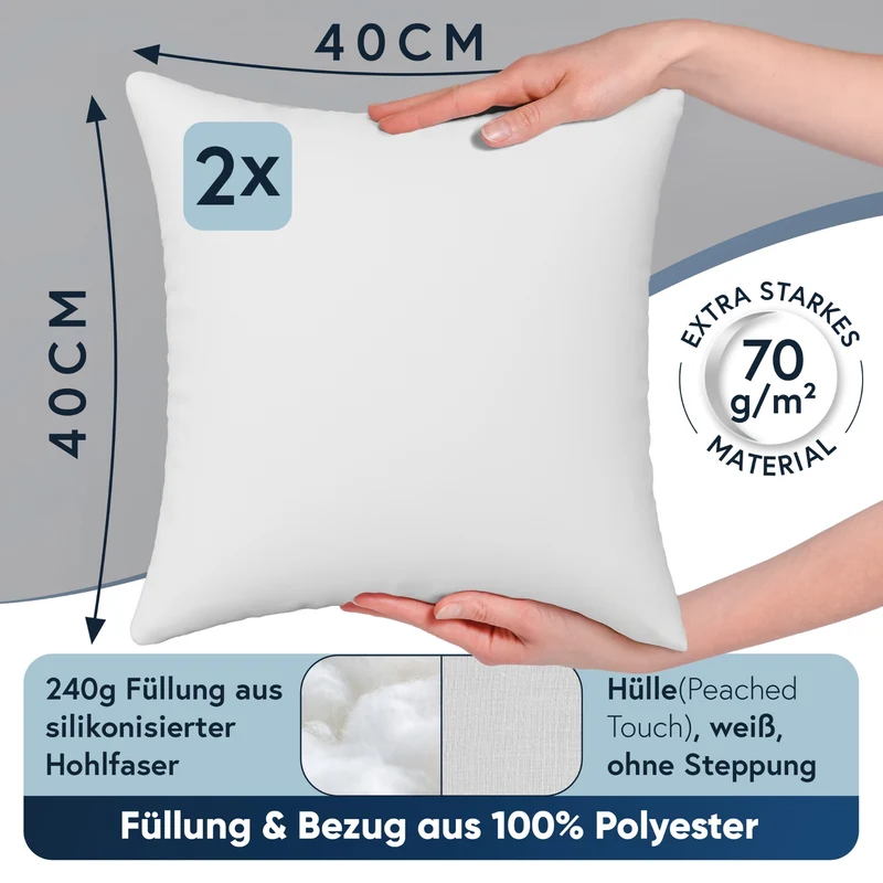 Füllkissen Classic peached touch versch. Größen Polyester Moon 2er Pack