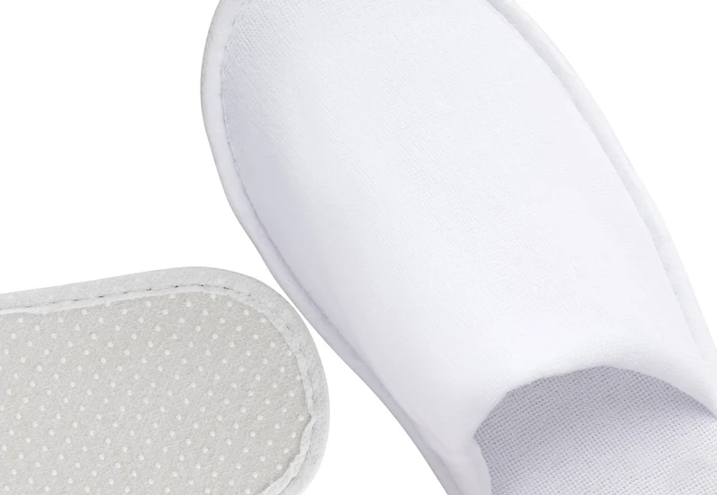 MOON-London Hotelslipper 5 Paar weiß geschlossen Übergröße, Frottee Slipper Damen und Herren