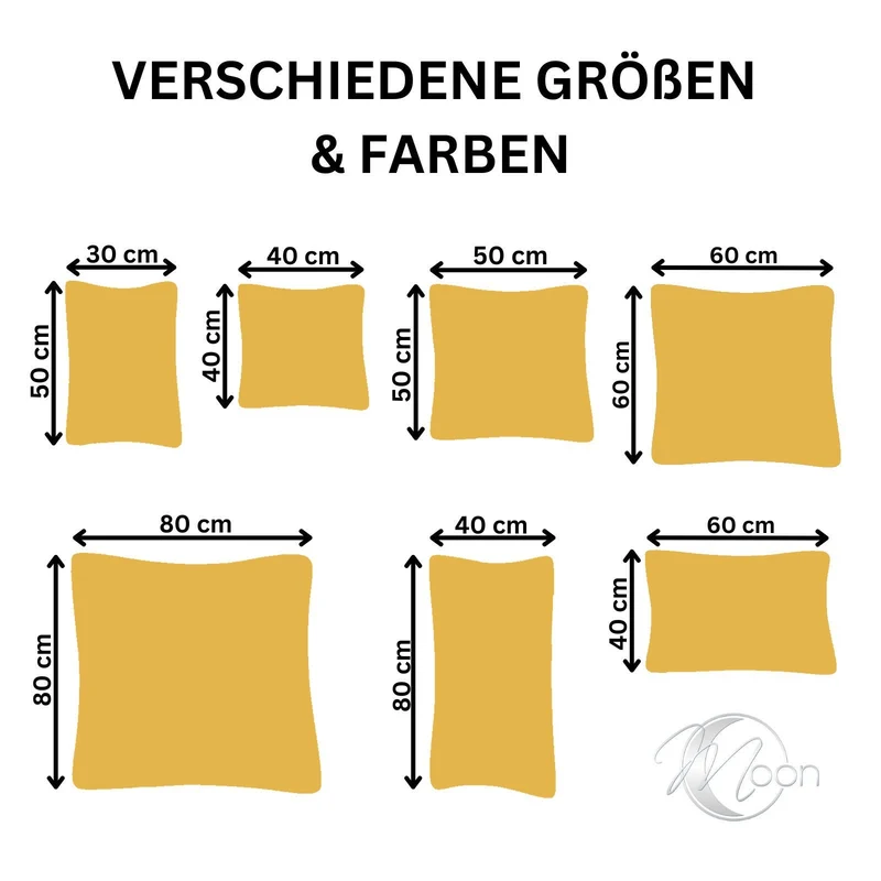2er Pack MOON-Luxury Linon Kissenbezug 100% Baumwolle 40x40 40x60 40x80 50x50 60x60 80x80