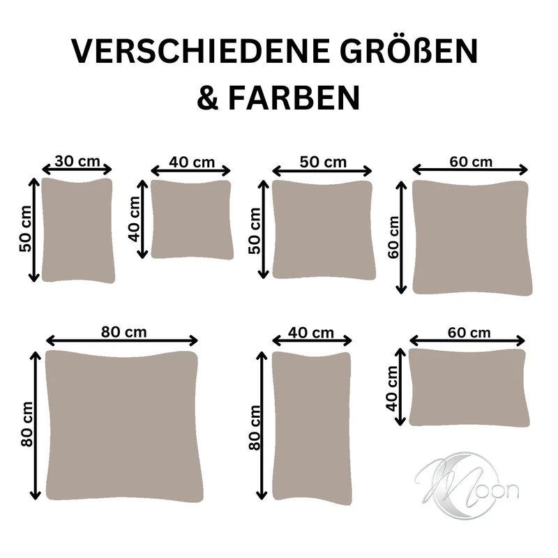 2er Pack MOON-Luxury Linon Kissenbezug 100% Baumwolle 40x40 40x60 40x80 50x50 60x60 80x80