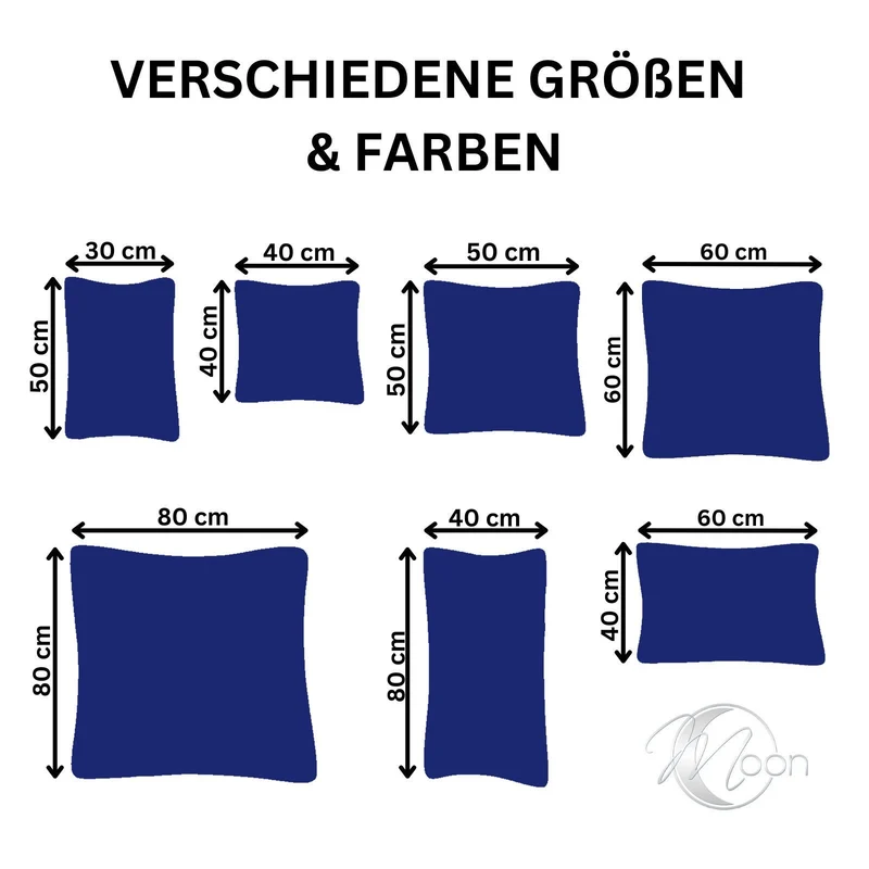 2er Pack MOON-Luxury Linon Kissenbezug 100% Baumwolle 40x40 40x60 40x80 50x50 60x60 80x80