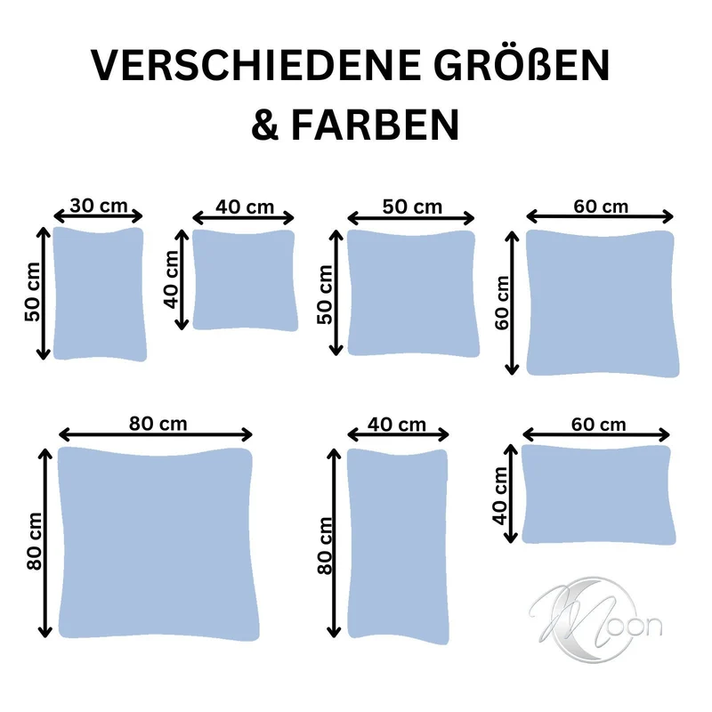 2er Pack MOON-Luxury Linon Kissenbezug 100% Baumwolle 40x40 40x60 40x80 50x50 60x60 80x80