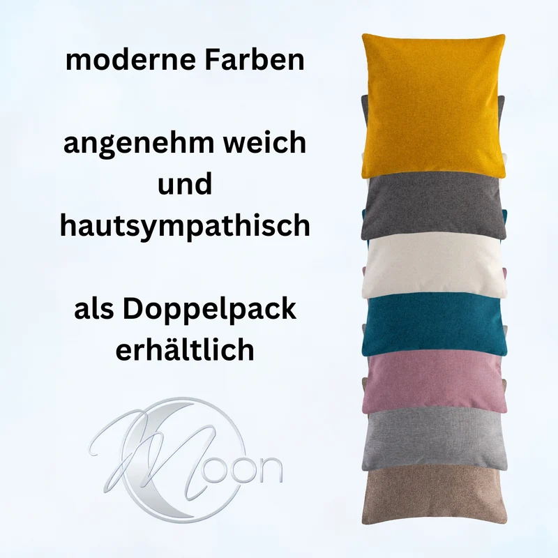 2er Pack Kissenbezug Kissenhülle versch. Größen Polyester Reißverschluss Moon
