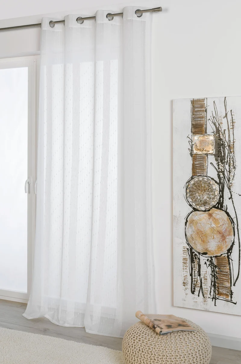 Ösenschal Vorhang Gardine lichtdurchlässig weiß 135x245 mit Metallösen Hilde 300268