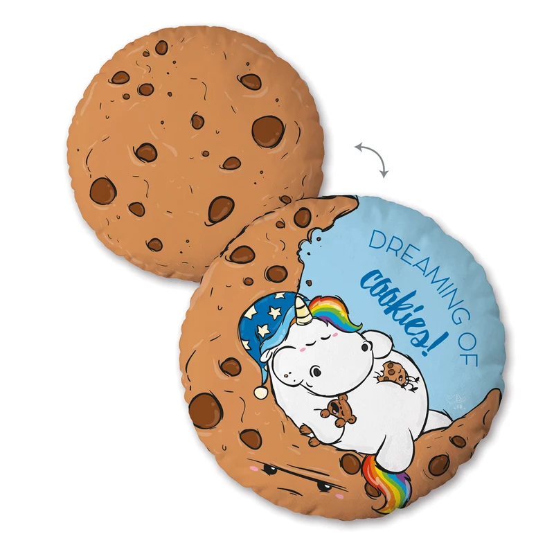 Pummeleinhorn Dekokissen / Kuschelkissen rund 30cm - Dreaming of cookies