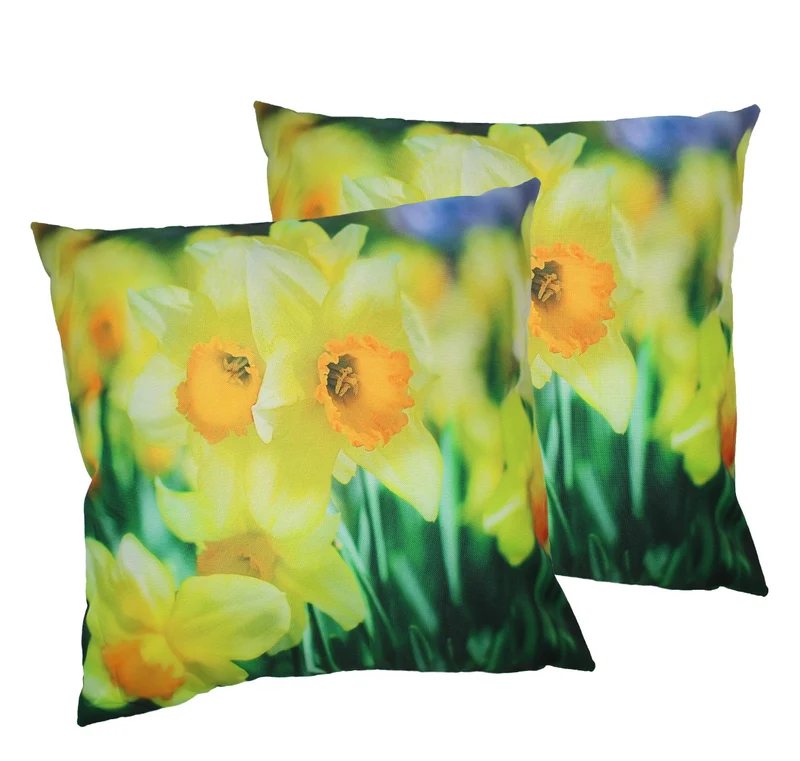 2er Pack Moon Outdoor wasserdichte Kissenhülle Kissenbezug Osterglocken-45x45
