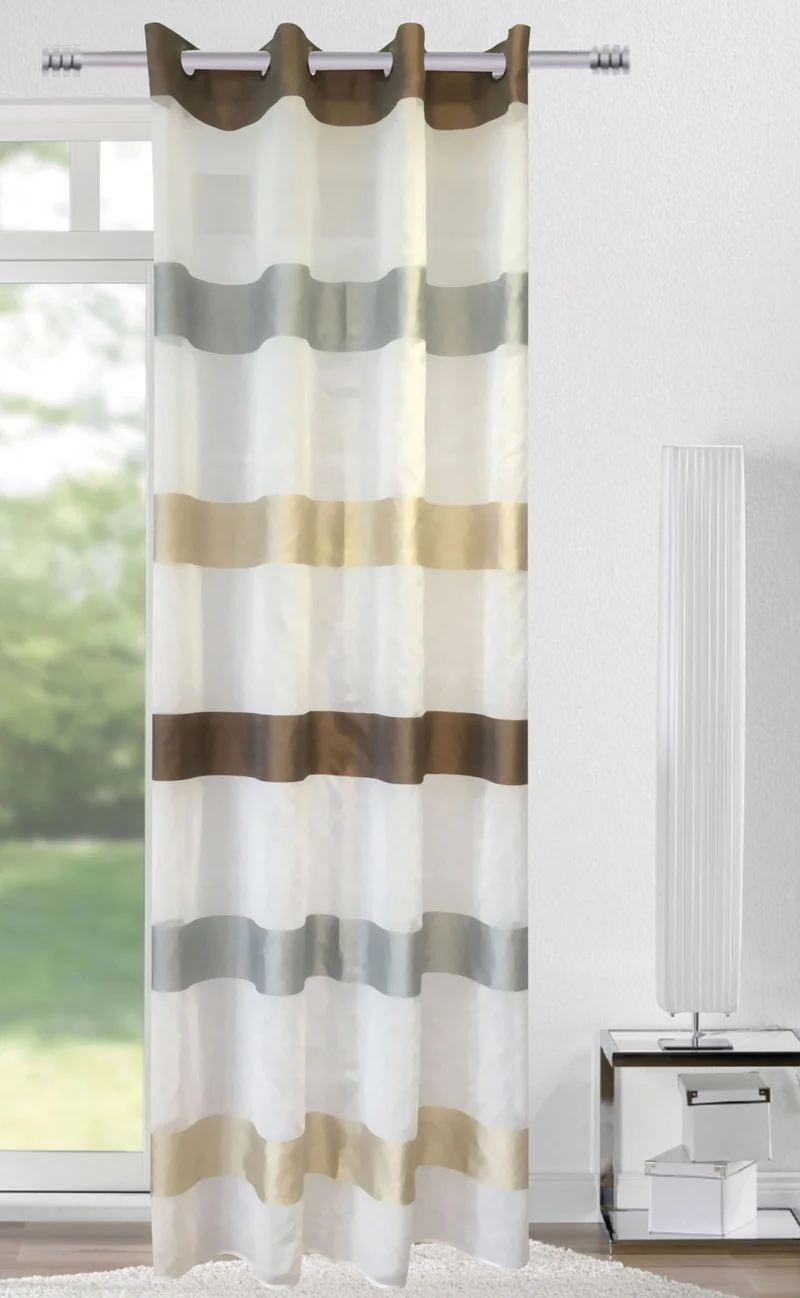 Ösenschal Vorhang Gardine 140x245 Streifen braun / beige / weiß 400578