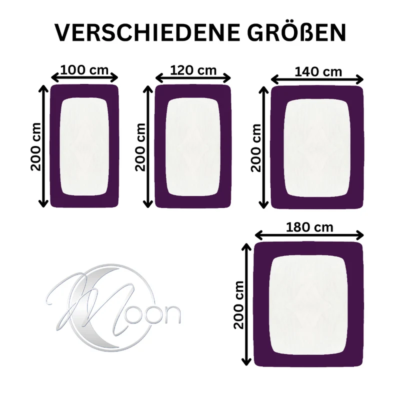 MOON-Classic Topper Spannbettlaken Spannbetttuch 160g/m² Jersey 180x200 - 200x220