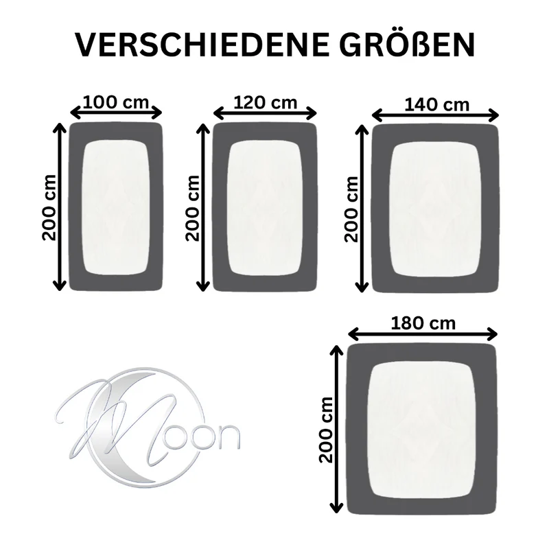 MOON-Classic Topper Spannbettlaken Spannbetttuch 160g/m² Jersey 180x200 - 200x220