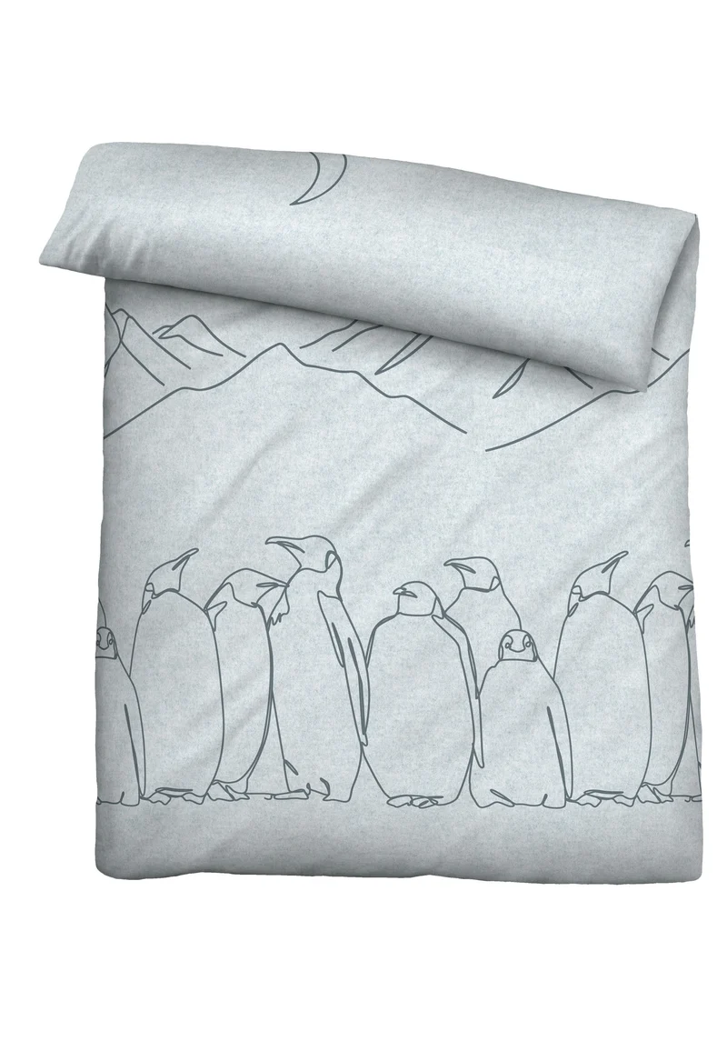 biberna Melange-Flanell Bettwäsche Pinguine – Ciel (0840530)