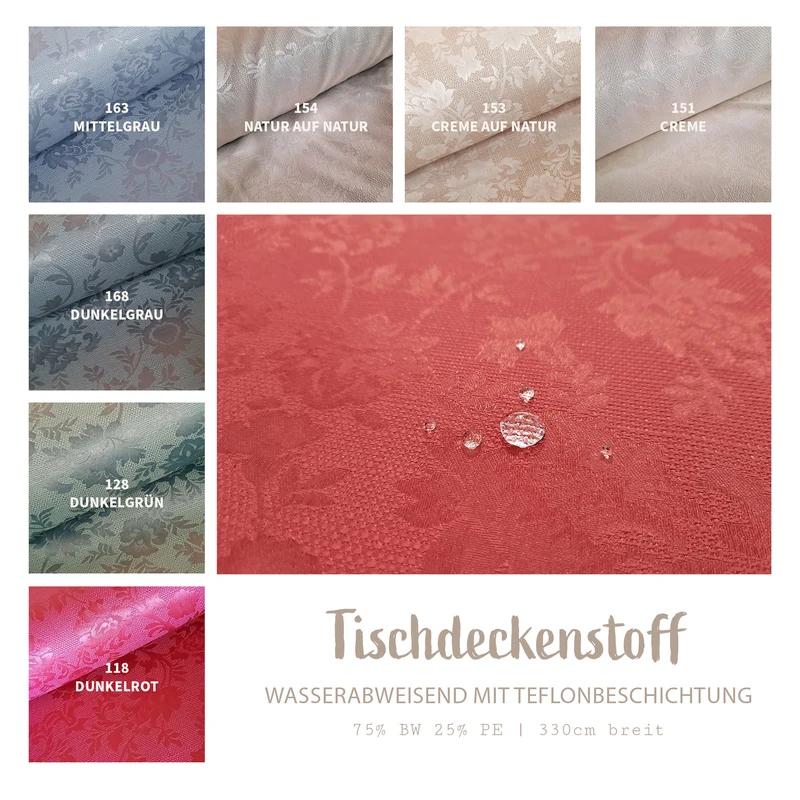 Tischdeckenstoff beschichtet | Wasserabweisend * Ab 50 cm