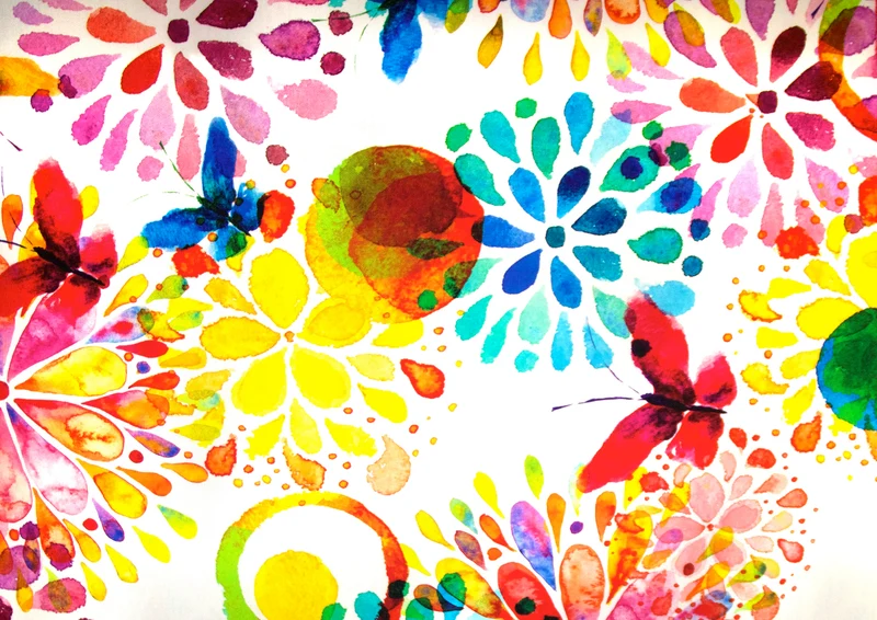 Dekostoff Halbpanama Aquarellblume * Ab 50 cm